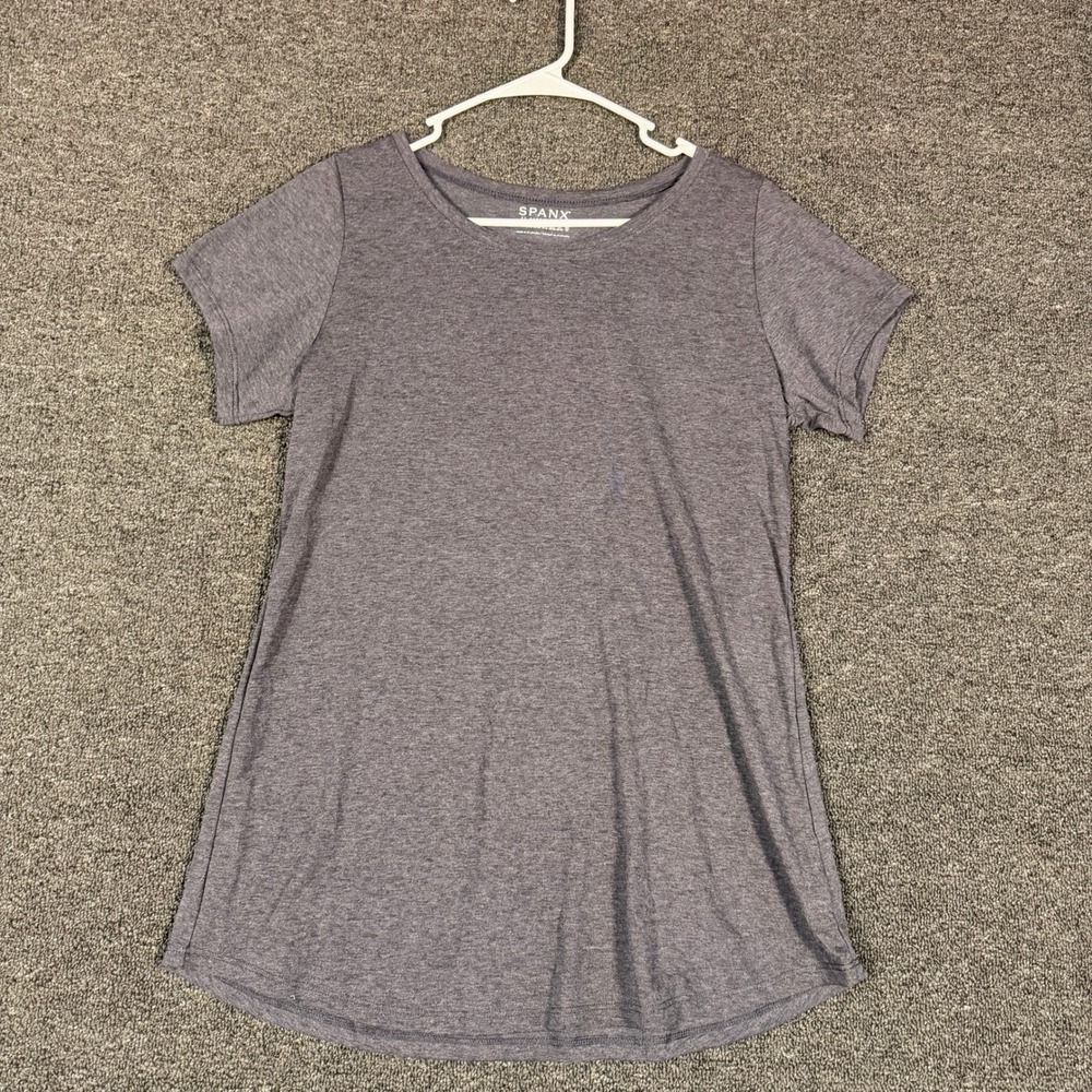 Spanx by Sara Blakely Womens Medium Heather Gray Short Sleeve Crew Neck T-Shirt